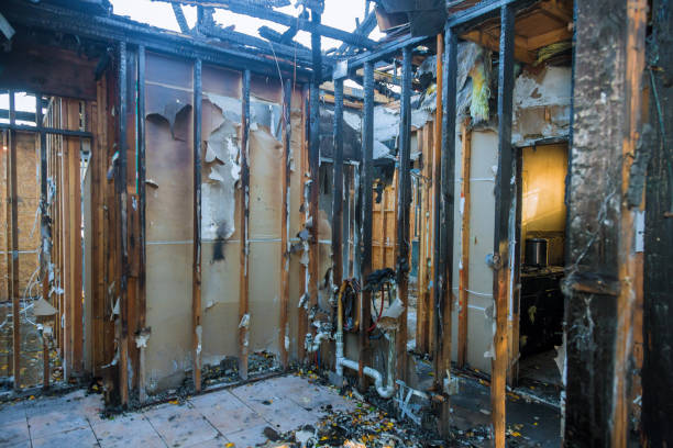 Professional Emergency Fire Damage Restoration technician working in Belle Mead, NJ